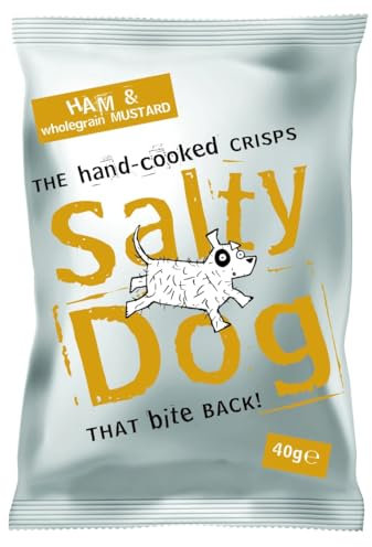 Ham & Mustard Salty Dog Hand Cooked crisps, Vegetarian, Gluten free 24 x 40g packs (960G)