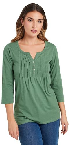 Long Tall Sally - LTS Tall Khaki Green Henley Top - Women's