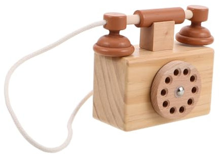 GLSTOY Vintage Holzspielzeug Telefon Für Mädchen Retro Drehwähler Spielzeug Für Rollenspiele Interaktive Eltern- Mädchen Aktivitäten Geeignet Für Jungen Und Mädchen