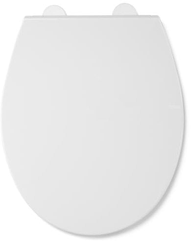 Croydex Premium Oval Shaped Soft Close Toilet Seat - Hard Wearing Thermoplastic with Adjustable Hinges and Universal Fittings, Quick Release Button for Easy Cleaning, Top Fixing Only (White, O-Shaped)