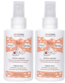 Deacare Baby KIT 2 PEZZI TALCO LIQUIDO NATURALE per bambini e neonati. Rinfresca, asciuga e regola la sudorazione. 2x100ml l'uno.