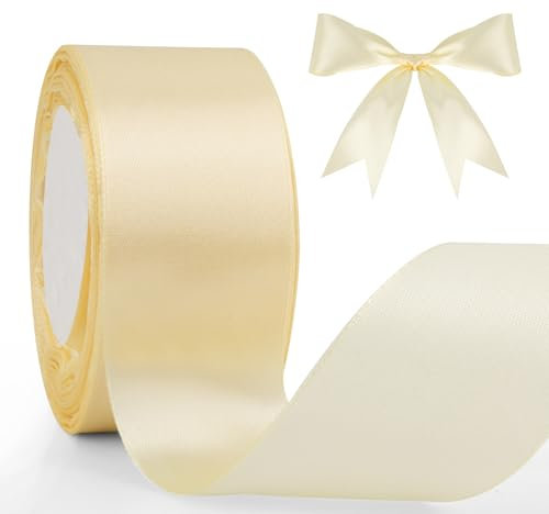 Geschenkband Creme 40mm Satinband 23 Meters Schleifenband Band Für Geschenkverpackung Seidenband Geschenkbänder Für DIY Haarbögen Stoffband Für Hochzeitsdekorationen