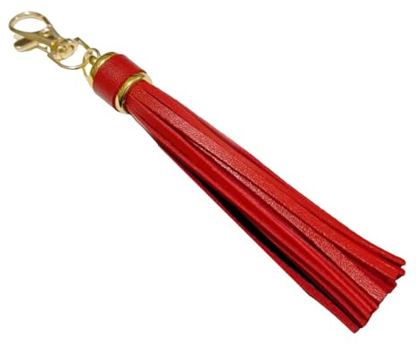 Handgefertigter Quasten-Schlüsselanhänger, Taschenanhänger, stilvoller PU-Leder-Quasten-Schlüsselanhänger mit Metallringen für sichere Befestigung