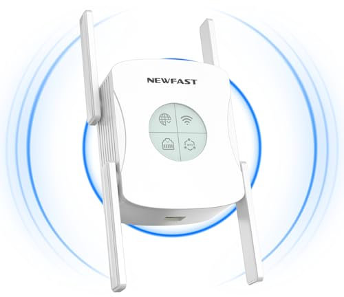 NEWFAST WiFi Extender,1800Mbit/s WLAN Verstärker Dualband WLAN Repeater mit 4 Schwenkbare Antenne,Ethernet Port,MU-MIMO,Unterstützung Repeater/Router/Ap Modus für Zuhause und Büro,EU Plug,Weiß