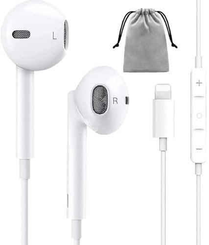Qi Gxinr Earphones Wired for iPhone,Headphones Wired Plug and Play in Ear Headphones with Mic+Volume Control Earbuds Compatible with iPhone 14 Pro Max/13/12/Mini/SE/11/XS Max/X/XR/8 Plus/7