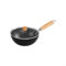Sileduove Padella multifunzione in ferro antiaderente Wok profondo con coperchio in vetro per induzione elettrica a gas (20CM)