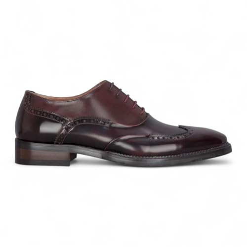 Infinity Leather Weinrote Brogue-Schuhe aus Lackleder für Herren - Harry