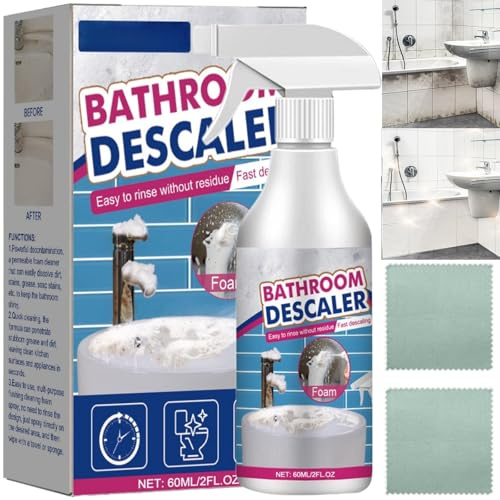 Bathroom Descaler Cleaner,Powerful Bathroom Descaler Foam Spray,Stubborn Stains Cleaner,Limescale Remover,Multipurpose Foam Clea/ner for Toilet Shower,All-Purpose Bathro-om Des/caler Fo/am Spray