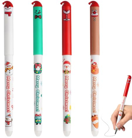 Kertaym Stifte Set Weihnachten 2025 Radierbarer Kugelschreiber Radierbare Gelstifte Weihnachtsstifte Tierstifte Schreibwaren for Kinder Studenten Schule Büro (Schwarz)