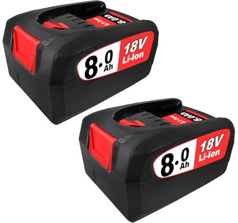 Ersatzakku für Bosch Home and Garden Werkzeuge 2 Stück 8000mAh 18V Lithium Ionen Kompatibel mit Bosch Akku PBA/PSB/PSR Kompatibel mit Bosch AL1810CV AL1830CV AL1815CV AL1880CV (2)