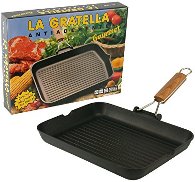 Risol Bistecchiera Antiaderente gratella Manico Pieghevole 36x26 Pentole Cucina