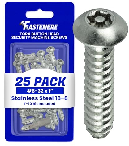 6 – 32 x 1 botón cabeza Torx Seguridad Tornillo De Máquina perno tornillos de rosca acero inoxidable resistencia.,, 25 unidades) tamaño 6 – 32 x 1 cm de largo