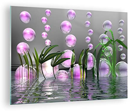Moderne Impression sur Verre Ordinateur graphique bulle Image Tableau en Verre Decoration Murale 70x50cm Deco Cadre Salon Chambre Cuisine Horizontal Petit Tableaux Decoratifs Muraux Art GAA70x50-2329