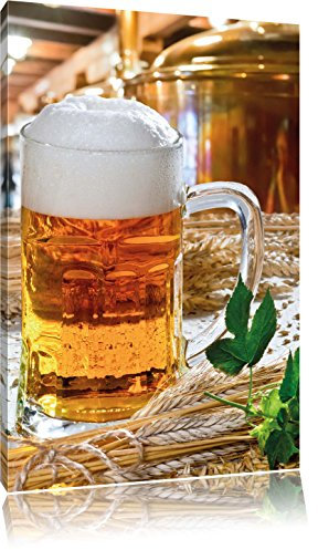 Pixxprint frisches Bier mit Hopfen/Format: 60x40cm / Leinwandbild fertig bespannt Wandbild Kunstdruck
