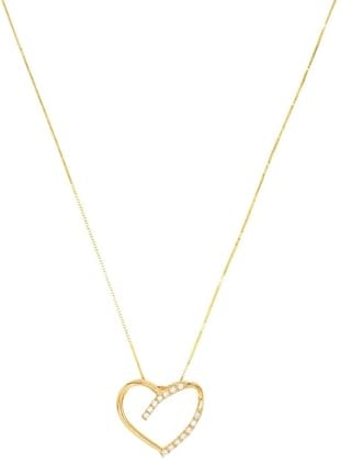 Amor Kette mit Anhänger Damen Halsschmuck, mit Zirkonia synth., 45 cm, Gold, Herz, Kommt in Schmuck Geschenk Box, 2020010