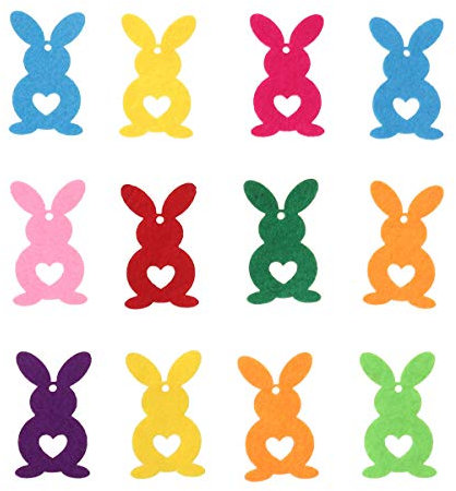 Amosfun 12 Stück Ostern Vlies-Hase Dekoration Baumschmuck Geschenkanhänger (gemischte Farbe)