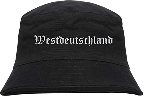 HB_Druck Westdeutschland Fischerhut - Altdeutsch - Bestickt - Bucket Hat Anglerhut Hut Schwarz L/XL