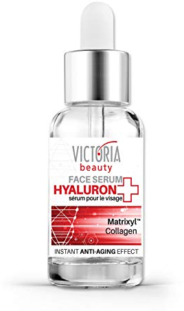 Victoria Beauty - Hyaluron Serum hochdosiert mit Collagen, Niacinamide und Matrixyl 3000, Anti Aging Gesichtsserum mit Hyaluronsäure und Peptide gegen Falten, 20 ml