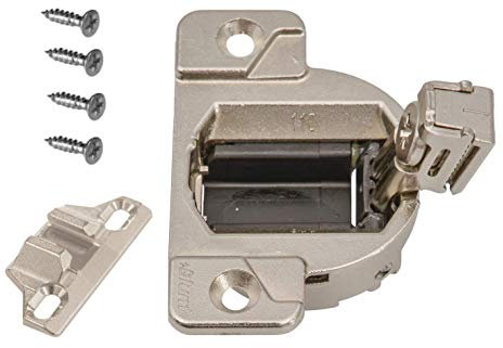 Blum 33.3600 Nickel-plated Zinc Die-cast 110 Degree Compact Hinge Cup with 1 3/8 Overlay Mounting Plate, Set of 4