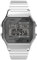 Timex T80 Unisex-Armbanduhr, 34 mm, dehnbares Edelstahlarmband, digitales Zifferblatt, silberfarbenes Gehäuse TW2R79100