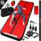 KESSER® Turnmatte Aufblasbar Airtrack Fitness-Matte Gymnastikmatte | inkl. Tragetasche & elektr. Luftpumpe | Yogamatte, Tumbling Matten, Trainingsmatte (Schwarz-Rot-Carbon, 400 x 100 x 10 cm)