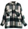 YMING Femme Chemise à Carreaux Veste Boutons Surdimensionné à Manches Longues Veste De Bûcheron Chemise Courte Chemisier Vert foncé L
