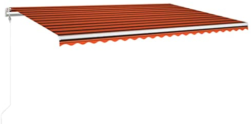 vidaXL Markise Automatisch mit LED Windsensor Gelenkarmmarkise Sonnenmarkise Balkonmarkise Sonnenschutz Sichtschutz Terrasse Garten 500x300cm Orange Braun