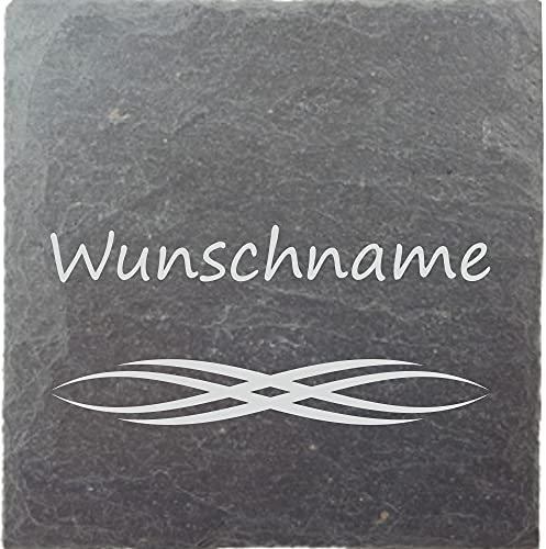 laser-diele Untersetzer Personalisiert – Glasuntersetzer mit Name Graviert – Schieferuntersetzer als Geburtstagsgeschenk – Schieferplatte 10 x 10 cm (Wunschname)