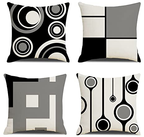 MYCDXE Copricuscini Divano Camera da Letto Cuscini Arredo Federe Confezione Arredamento Casa Federe Moderni Resistente in Lino Biancheria Decorativo 4 Pezzi 45X45CM