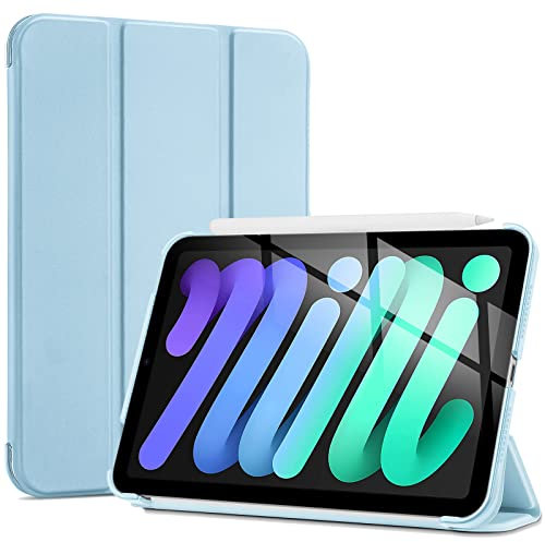 ProCase Funda para iPad Mini A17 Pro 2024/iPad Mini 6.ª Generación 2021 A2567 A2568 A2569, Carcasa Delgada Smart Cover para iPad Mini 6/A17 Pro 8.3 Pulgadas -Azul Ligero