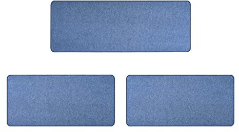Primaflor Bettumrandung Teppich 3 Teilig - Macao - Blau - Set aus 2 Stück 67x140 cm und 1 Stück 67x200 cm - Bettvorleger für Schlafzimmer - Kurzflor Teppich-Läufer