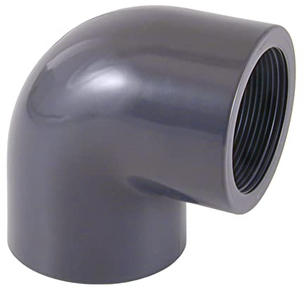 POWERHAUS24 PVC Winkel 90 Grad, D 50 mm auf 1 1/2 Zoll IG, PN10, ohne Weichmacherzusatz