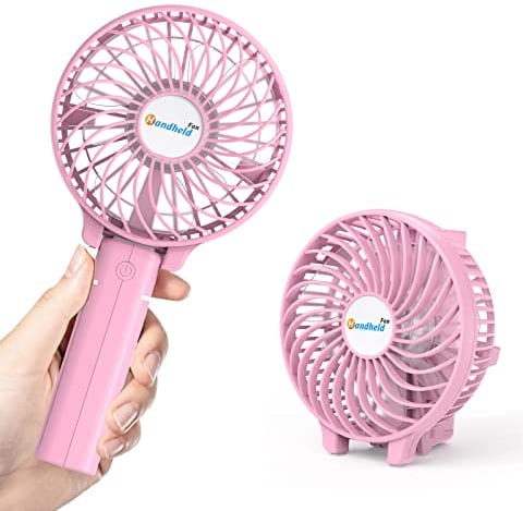 Jonwall USB Handventilator, Tragbarer Mini-Handventilator Wiederaufladbarer Tischventilator Faltbarer Persönlicher Tischventilator für Zuhause Büro Camping Reisen Rosa