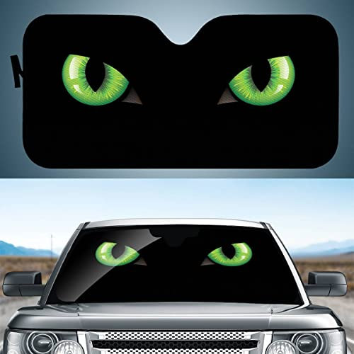 Hixingo Auto Frontscheibe, Sonnenschutz für Windschutzscheibe, 3D Auge Motiv Frontscheibenabdeckung, Faltbares Design Auto Sonnenschutz, UV-Schutz, für meisten Autos (grüne Augen)