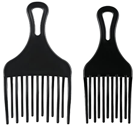 JLEivvi 2Pcs Hair Detangling Combs Plastic Afro Pick Combs Professional Hair Fork Combs Wide Tooth Gear Combs Hair Pick Combs for Man and Woman