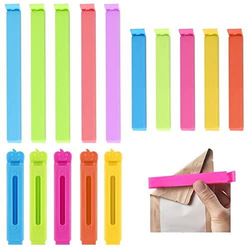 Hemiks 15 Stück Verschlussclips, 7/11/14,5 cm Clips Für Tüten Verschlussklammern Plastik Mehrere Farben, Küche Wiederverwendbar Lebensmittel Clips Tütenclips für Verpackung Kaffee Snacks