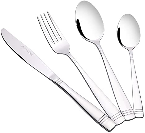 Zopnny 48-Piece Stainless Steel Flatware Silverware Set, Knife Fork Spoon Eating Utensils Set, Service for 12