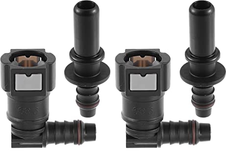 A ABSOPRO 2er-Set 9,89 mm SAE auf 10,5 mm 90-Grad-Kraftstoffleitungsschlauch, Schnellverschluss-Anschluss, Trennschlauch Nylon