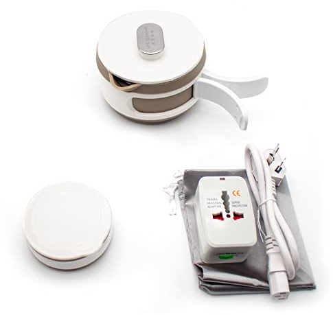 LeTkingok Hervidor Eléctrico de Tipo Compresión AC 100-240V 0.6L, Hervidor Plegable Portátil de Viaje, Mini Hervidor Termo