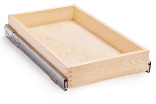 Mulush 13”W x 21”D x 3”H Soft Close Slide Out Wood Drawer Organizer for Kitchen, (Cabinet Opening Width>14.5 inches for Bottom Assembly, Width= 14 inches for Side Assembly)