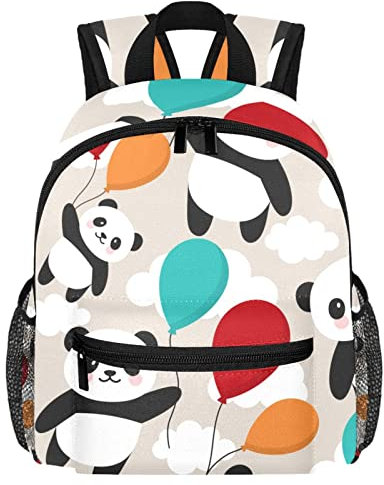 VAPOKF Leichter Schulrucksack Kleinkind Rucksack Kleine Reise Schultertasche für Jungen Mädchen Kinder, Panda hält Ballon fliegt im Himmel, multi