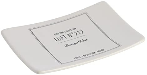 LiKeKa Seifenschale aus edlem Dolomit, Abtropfschale-Seifenhalter- Seifenablage im Neo Retro Design, optimal für Ihre Seife und Badaccessoire für Bad, WC und Dusche (Weiß)