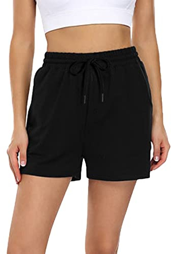 FGFD&OU Pantaloncini Donna Cotone Pantaloncini Sportivi da Corsa Pantalone Corti Tuta Traspirante JoggingShorts Allenamento Palestra da Yoga e Fitness e Tennis per L'Estate (Nero, M)