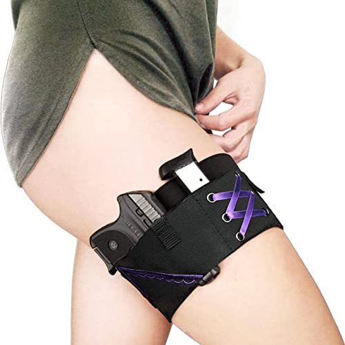 Oberschenkelholster für Frauen, verstellbares taktisches Sexy Lady-Bein-Pistolenholster, verdecktes Trage-Pistolenholster, passend für PT-22. 22 KaliberTCP. 380, P238, RugerLCP (Lila)