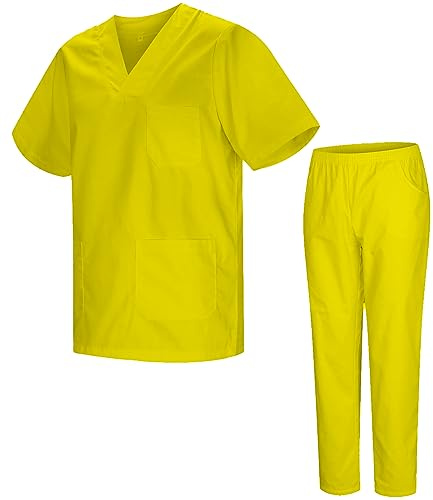 Misemiya - Ensemble Uniformes Unisexe Blouse - Uniforme Médical avec Haut et Pantalon - Ref.8178 - Medium, Jaune
