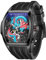 REEF TIGER Herren-Luxus-Tonneau-Skelett-mechanische Automatikuhr mit Automatikaufzug, leuchtendes Drachenzifferblatt, wasserdichte Armbanduhr RGA3061 (RGA3061-BLB)