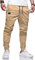 LIUPMWE Herren Hose Chino Cargohose Jogginghose Baumwolle Casual Sporthose Sweatpants Herren mit Taschen Freizeithose Elastische Taille mit Kordelzug,M,Bronze