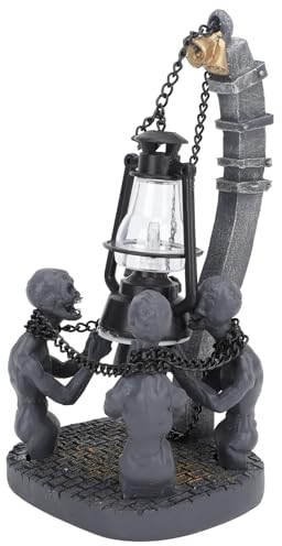 Fockety Vier Totenköpfe mit Lichtern, Tischlampe LED Horror Kette Zombie Lichter, Halloween Kunstharz Nachtlicht Heimdekoration, Totenkopf Lampe Statue Kreativ Dekorative Figuren Dekor