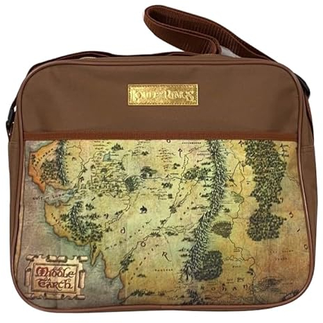 Scificollector Lord of the Rings Mittelerde Karte Umhängetasche, braun, gold, normal, Braun / Gold, Regular