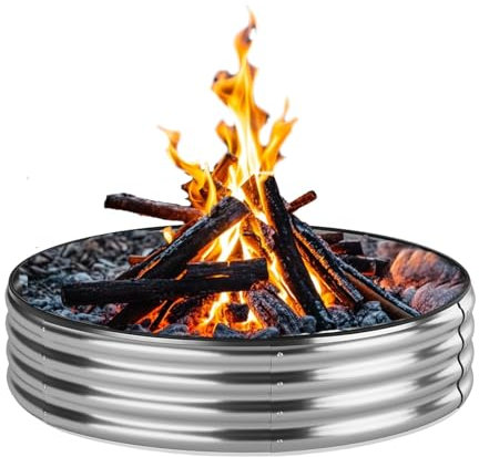 ZFHgarden Feuerring, rund, verzinkter Feuerring für Außen-Feuerstelle, Gartenbeet, Höhe 30,5 cm, 6 x 0,6 x 0,3 m, rund, verzinkter Stahl